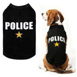 BINGPET Camisas de Perro PolicÃa, Camiseta de Perro Suave de Algodón, Traje Transpirable y Ligero para Perro Camiseta Sin Mangas Chaleco, Ropa Elástic