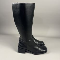 Westies Black Knee High Leather Boots, Size 8.5