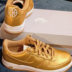 Gold Air Force Ones Size 5 Youth