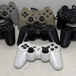 (7) Sony PlayStation 3 OEM Black Controller Lot - Untested Wired & Wireless