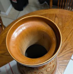 Vintage 24” Ceramic Chinoiserie Floor Vase - Etched Floral