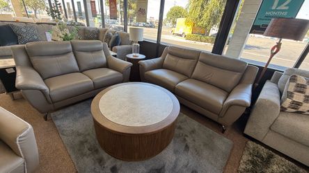 2 PC SOFA AND LOVESEAT REAL LEATHER