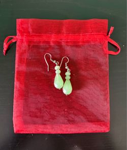 Green gemstone drop earrings