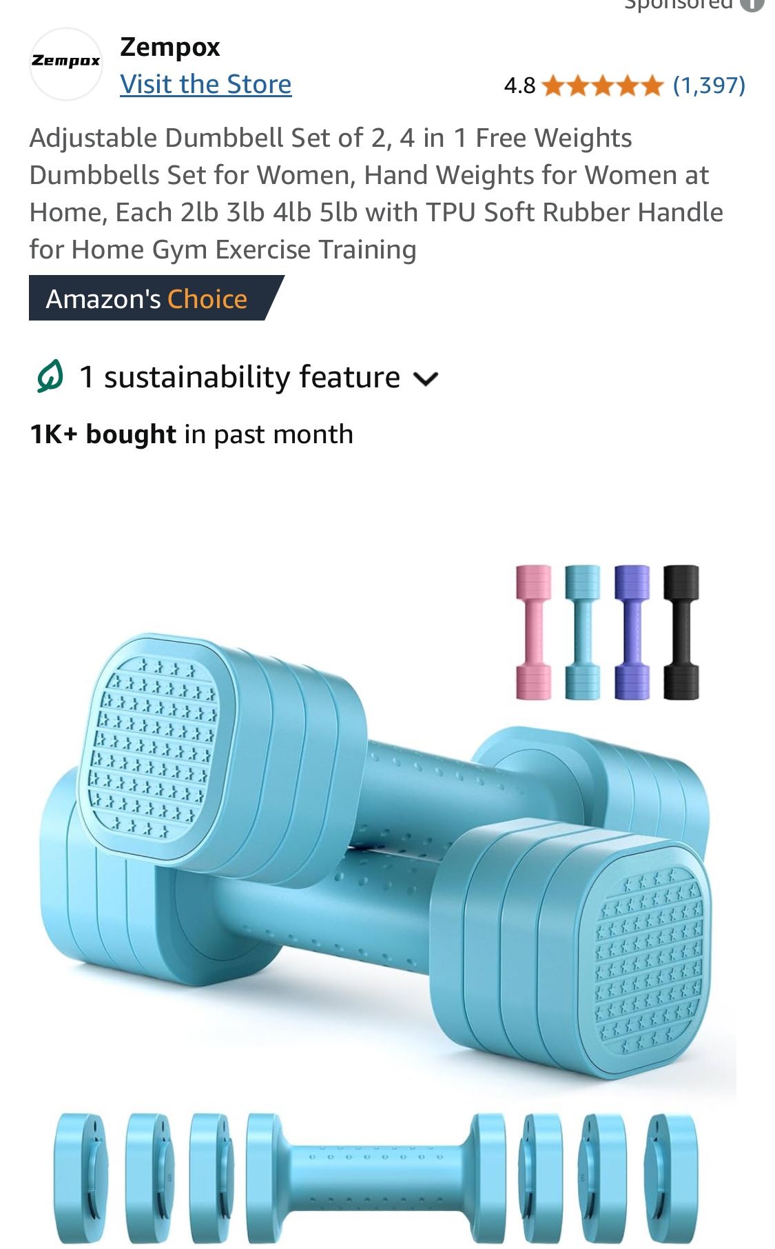 Zempox New Adjustable Dumbbell Set
