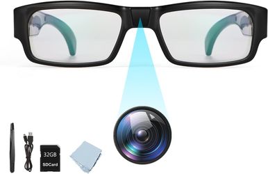 Camera Glasses Video Glasses HD 1080P Eyewear Camera Video Camera Photo Video Camcorder for Travel, Sports(Included 32G TF Card)