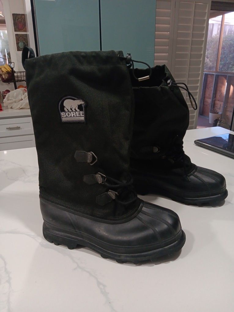 SOREL GLACIER BLACK LINED WARMTH COMFORT WINTER BOOTS