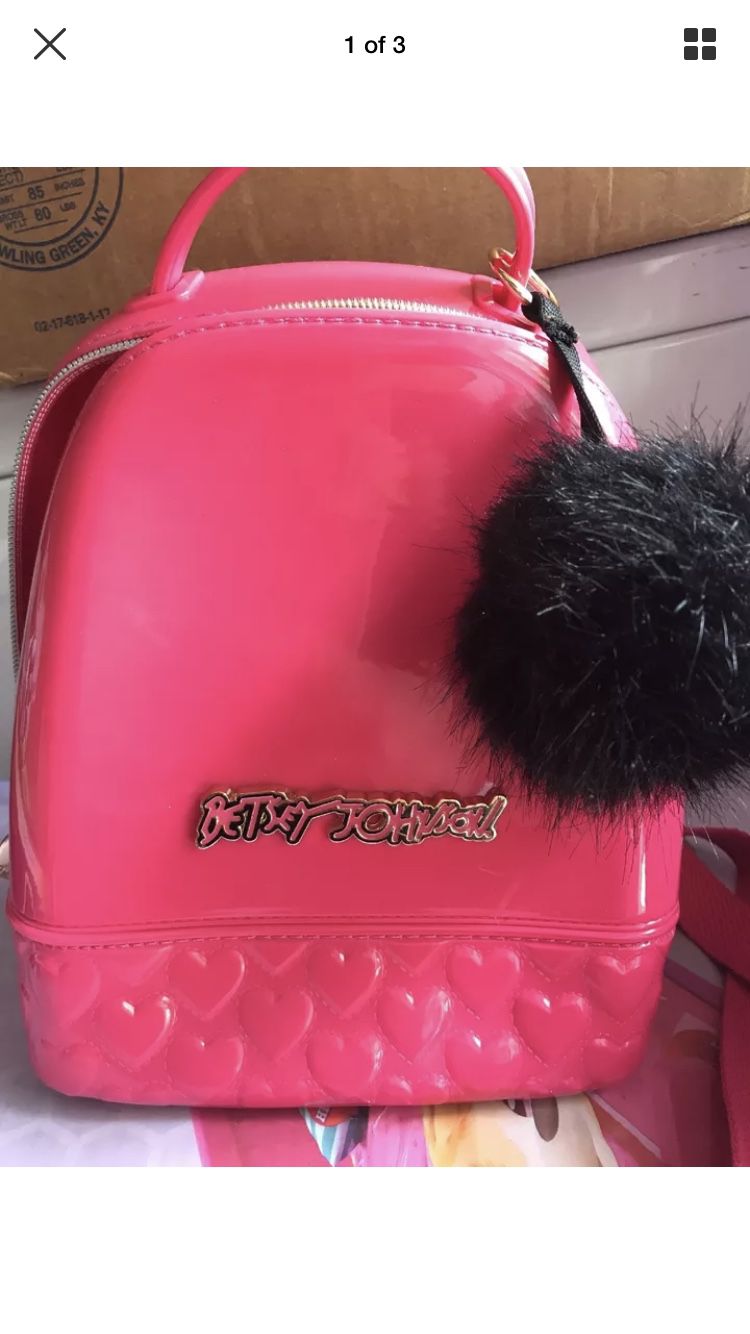 Pink Betsey Johnson backpack purse Good Condition!!