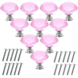 10 Pcs Crystal Glass Cabinet Knobs 30mm Diamond Shape Drawer Kitchen Cabinets Dresser Cupboard Wardrobe Pulls