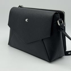 MONTBLANC BLACK LEATHER DOUBLE SARTORIAL CROSSBODY BAG NEW 100% GENUINE ~1500