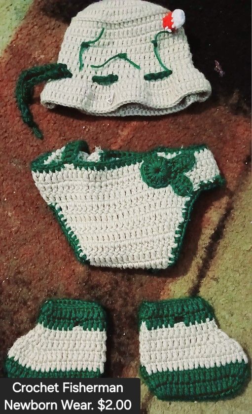 Crochet Fisherman's Outfit/ 2 Additional Out