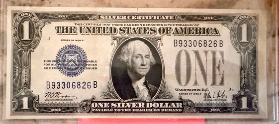 1928B Silver Certificate Bank Note One Dollar Bill