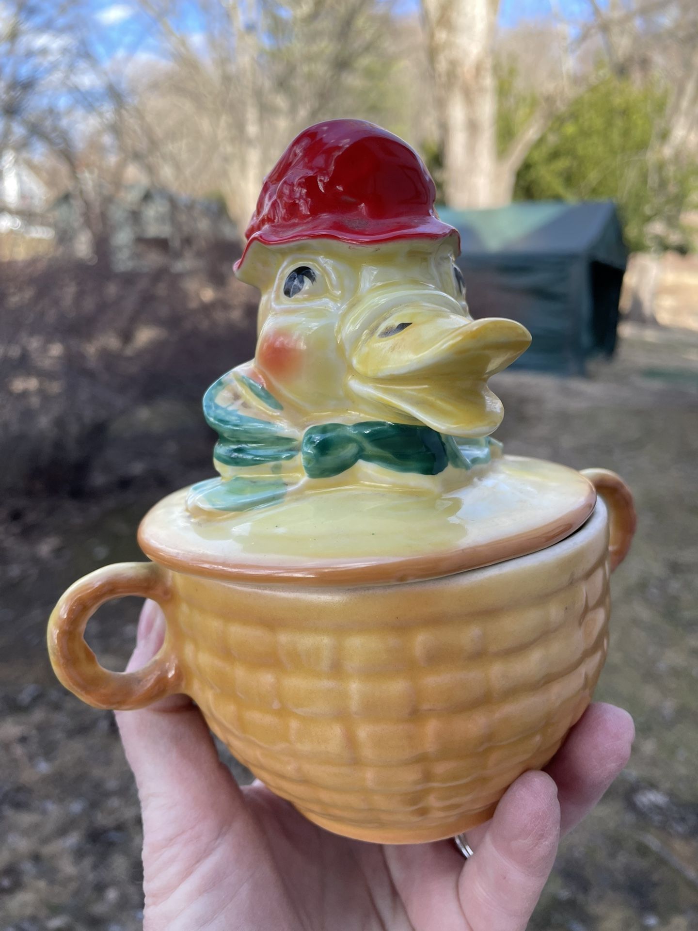 VTG Regal China Art Pot Old McDonald's Farm Duck Sugar Bowl