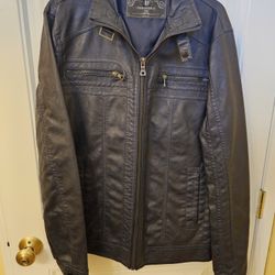 Dark Blue Mens/juniors Leather Jacket