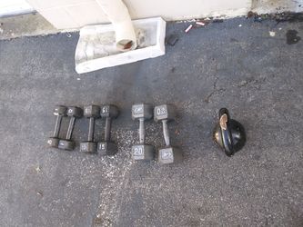 2 -20lbs 2-15lbs 2 -10lbs. 1-30lb kettle bell