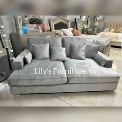 Dark gray oversized loveseat