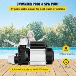 Swimming Pool Pump 1/2 HP 110V Hot Tub Pump 0.37 KW Water Circulation Pool Pump Spa Pump Above Ground Pool and Whirlpool Bath
