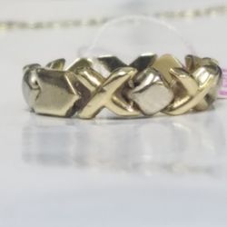 14k Yellow Gold Flexi Links 2 Tone Elite Designer Ring Size 8  5.5mm