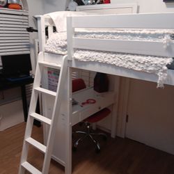 Haus White Twin Loft Bed w/Desk & Chest
