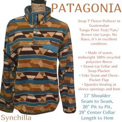 PATAGONIA Synchilla Snap T Guatemalam Tango Print Women's Medium EUC