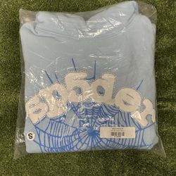 🕷️ Spider Hoodie – Sky Blue Web Design – Size S (Brand New) 