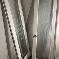 white french doors stained glass 