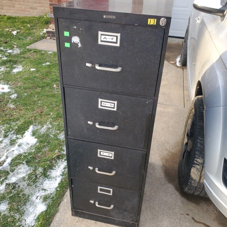 Black File Cabinet 4 Drawers No Key