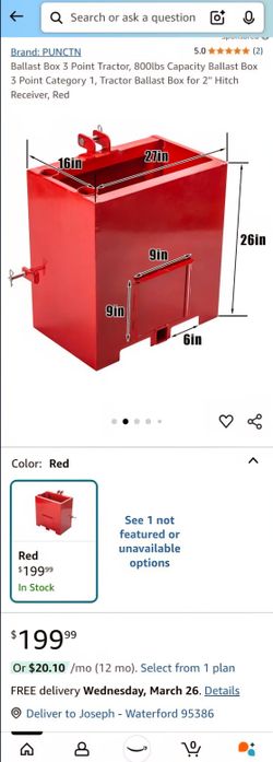 Tractor 3pt Ballast Weight Box And Tool Holder 