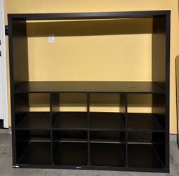 Large Black Bookcase with Cube Storage