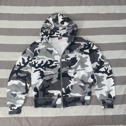 Corteiz Puff Print Arctic Camo Zip Up Hoodie 