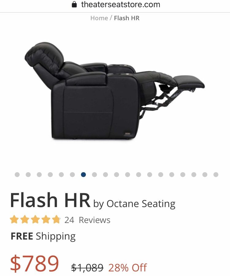 New - 2x premium leather reclining theater chairs