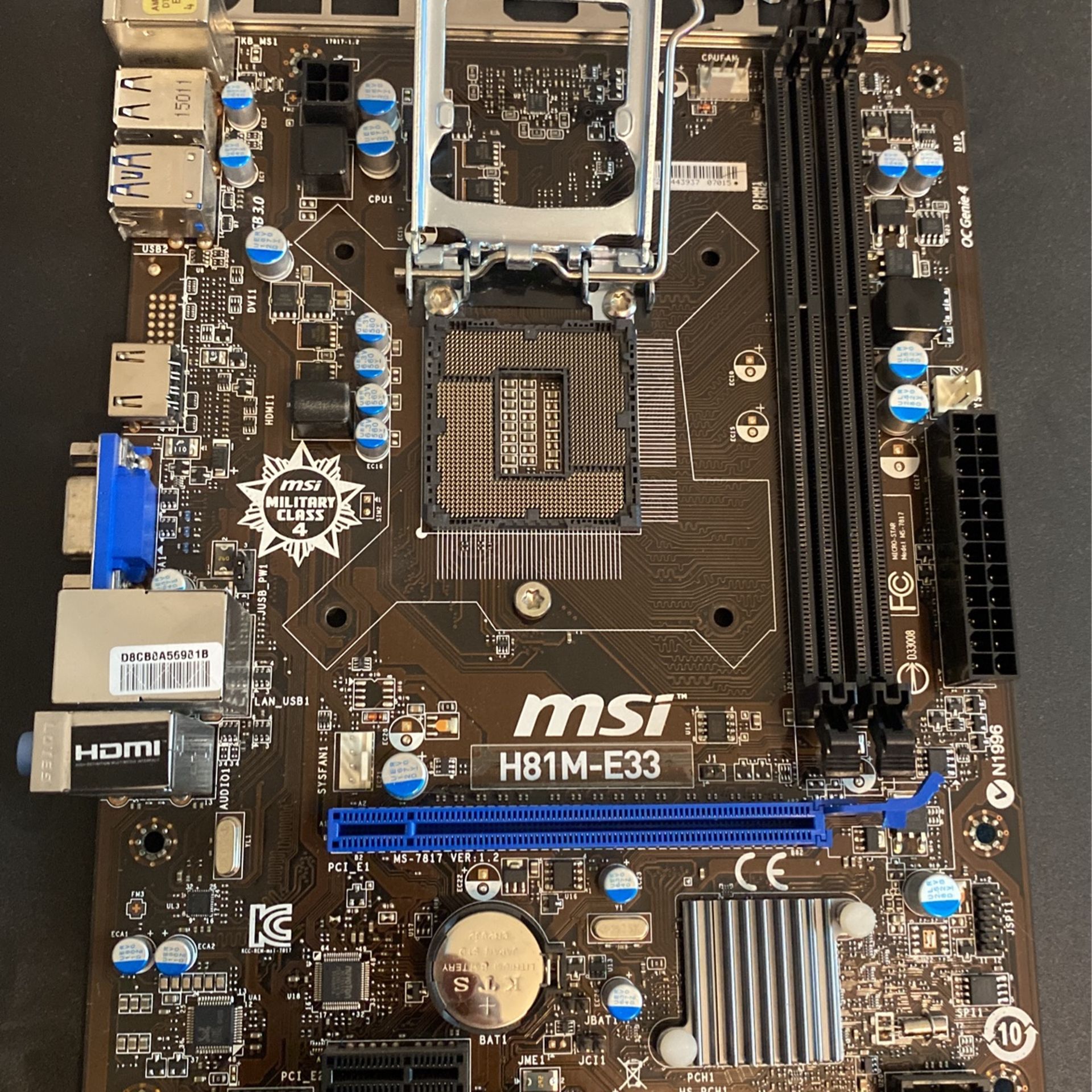 MSI H81M-E33 Micro ATX Motherboard LGA1150 DDR3 Intel H81
