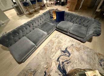 U-Shaped Sofa, Sectional Chesterfield Velvet Couch 9-Seater Upholstered Larg...