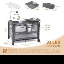 NEW Joymor 4 in 1 Baby Bassinet Bedside Sleeper with Detachable Diaper Table