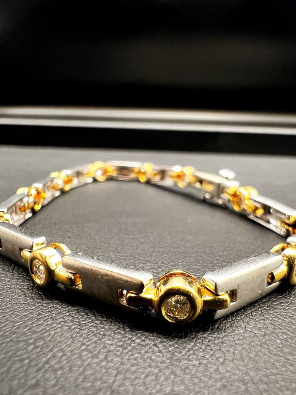 14k yellow and white gold bracelet with total 1.1 carat diamonds