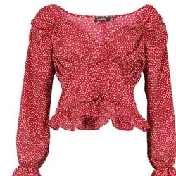 Boohoo Floral Corset Blouse Size L