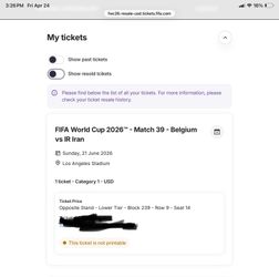 FIFA WORLD CUP 2026           SoFi stadium         Los Angeles