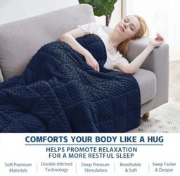 Huloo Sleep Weighted Blanket Twin 15lbs for Adult(48"×78",Navy Blue)