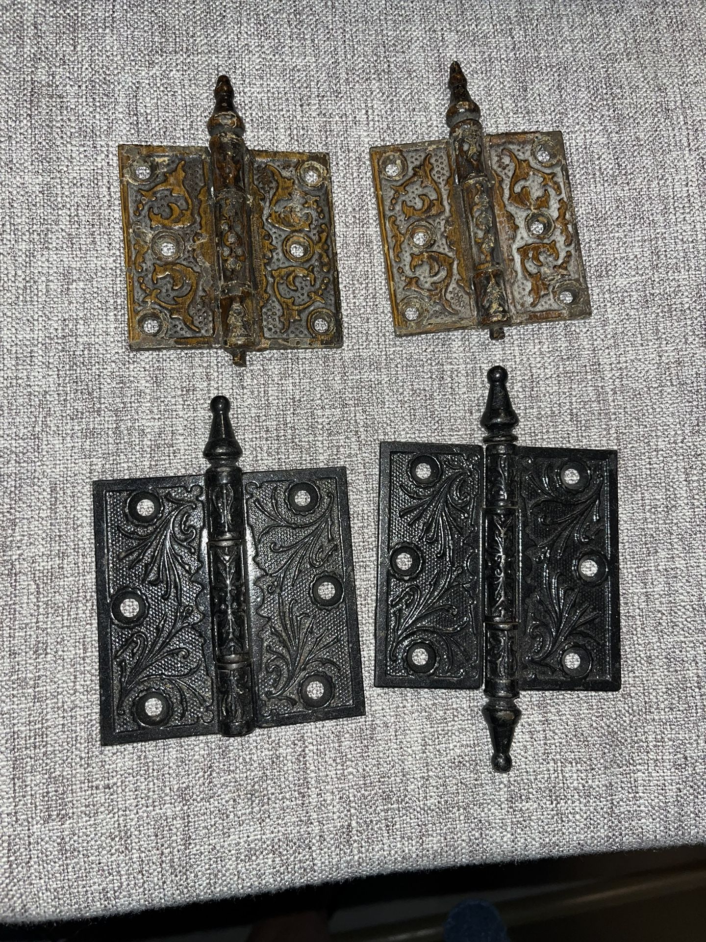 4 Antique Beautiful Door Hinges Incomplete