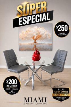 Comedor redondo con 2 sillas
