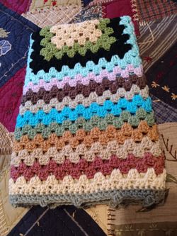 Handmade Crocheted Granny Square Blanket. Acrylic Yarn. Great Baby Blanket or Adult Throw. 
35"x 30"