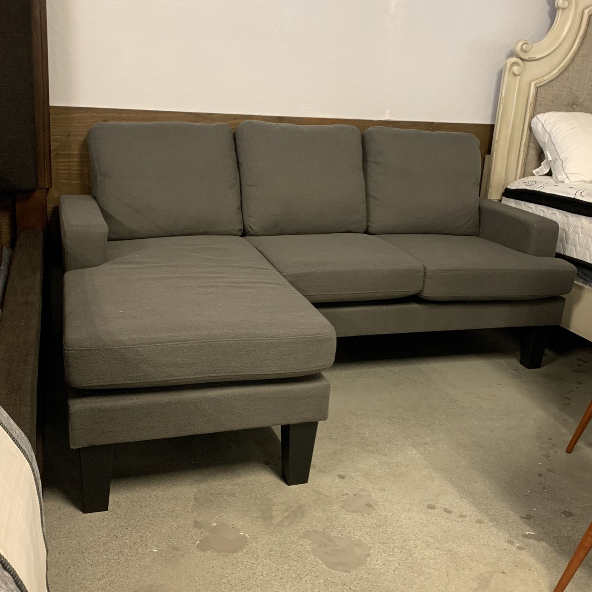 Grey Fabric Sofa Chaise