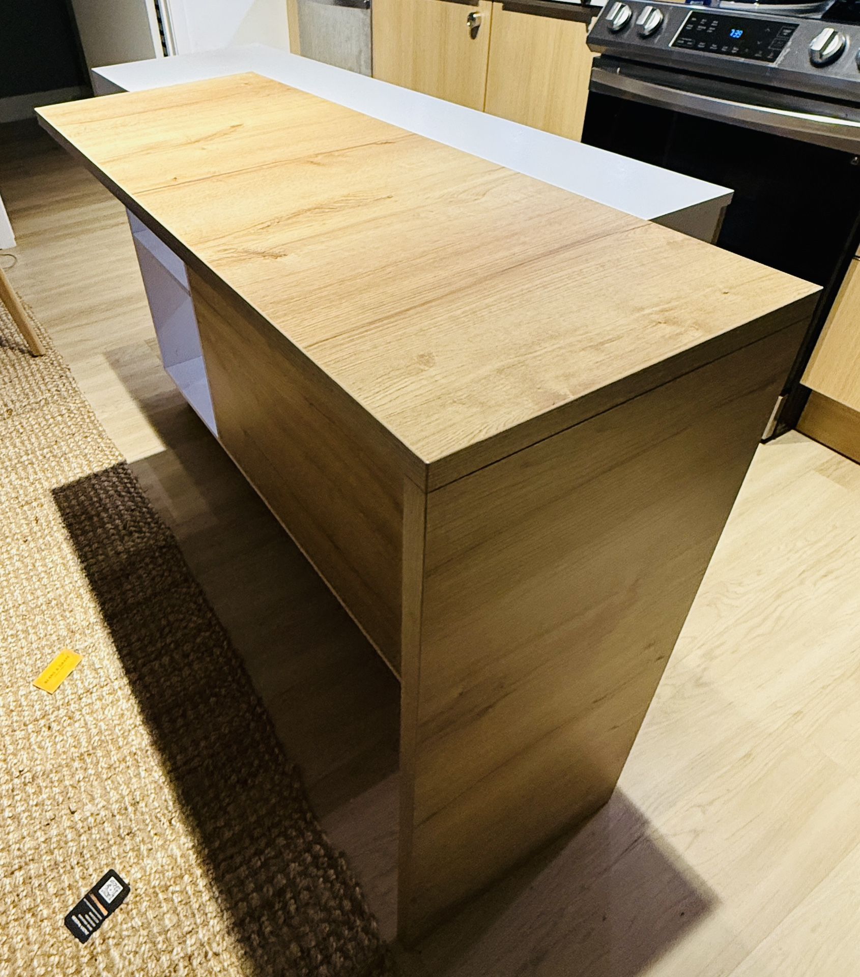 Island Kitchen/lounge Table With Storage (white/wood)