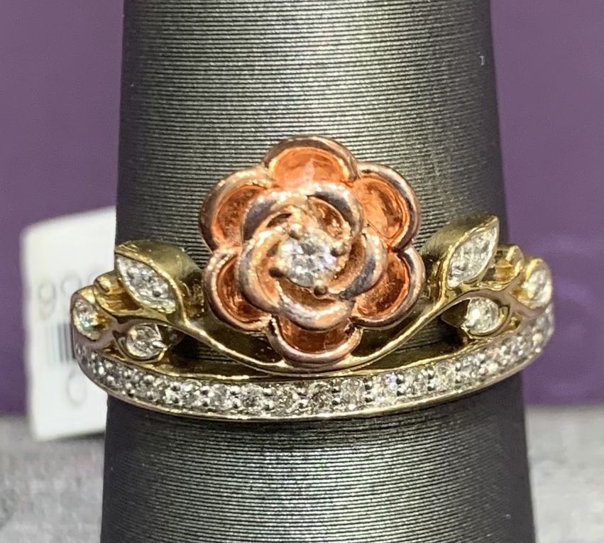 10K Yellow Gold Diamond Tiara Ring 0.20 CTW