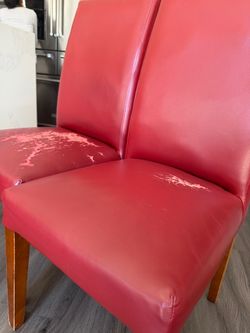 Red Faux Leather Dining Chairs - Set of 2