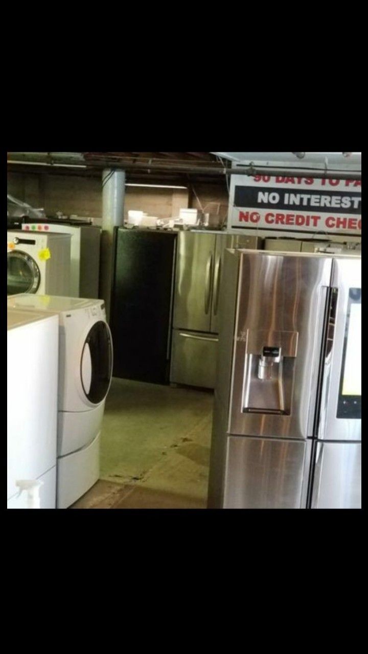 Huge Sale store full of nice reconditioned refrigerator washer dryer stove stackable+financing available available free warranty