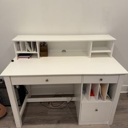 Modern White Desk with Built-In Storage And Detachable Top