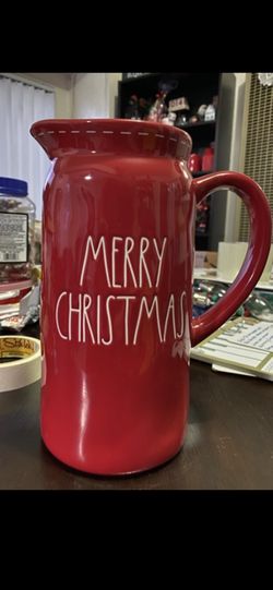 Rae Dunn Red Stitched Merry Christmas Pitcher 
