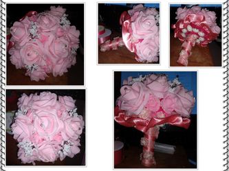 Pink foam roses and beads Bouquet