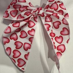 Hearts Valentine Hair Bow 