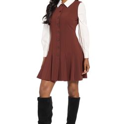 London Times Britt Button -Front Mini Dress 